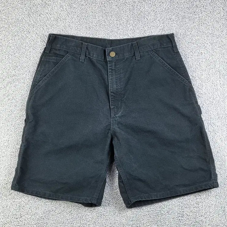 [BUNJANG] Carhartt Duck Canvas Carpenter Shorts Black 34" / 칼하트 덕 캔버스 카펜터 쇼츠 반바지 ( 34" ) / 13268
