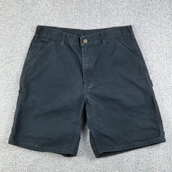 [BUNJANG] Carhartt Duck Canvas Carpenter Shorts Black 34" / 칼하트 덕 캔버스 카펜터 쇼츠 반바지 ( 34" ) / 13268