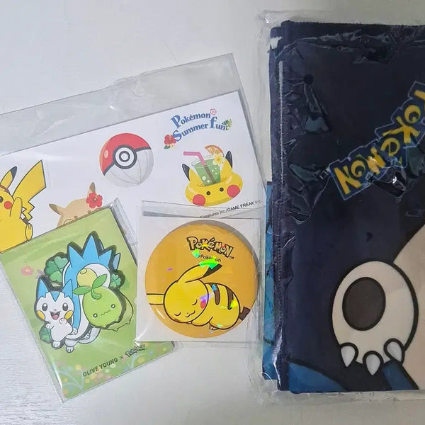 [BUNJANG] Pokemon Olive Young Collaboration Bundle Set / 포켓몬 올영 파치리스 더블 마그넷 파넬 잠만보 매직파우치 피카츄 캔뱃지 스티커 일괄