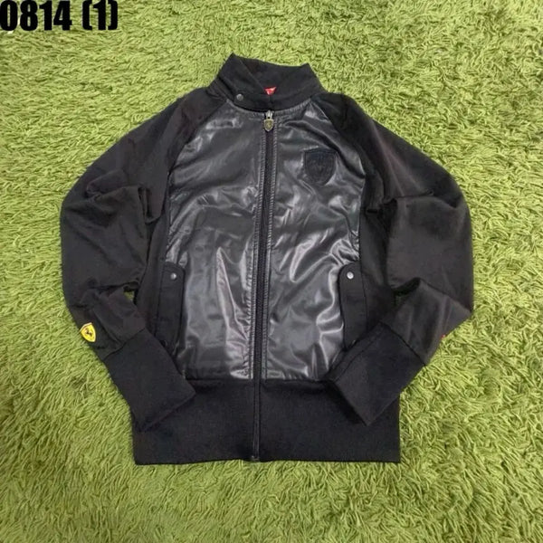 [BUNJANG] Puma x Ferrari Colorblock Zip-Up Jacket Black S / 푸마 페라리 레더 배색 집업 자켓 블랙 S