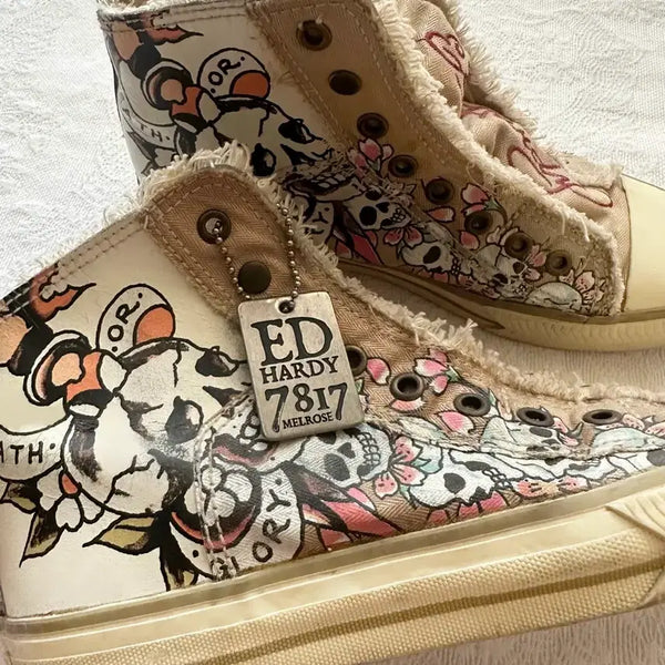 [BUNJANG] Ed Hardy Fringe Canvas Shoes / 에드하디 Ed Hardy 캔버스화