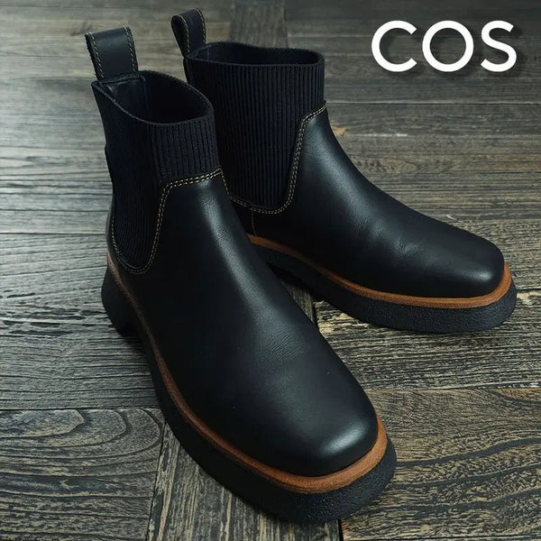 [BUNJANG] COS Chunky Leather Chelsea Boots Black M22164 / 코스 청키 레더 첼시 부츠 블랙 M22164