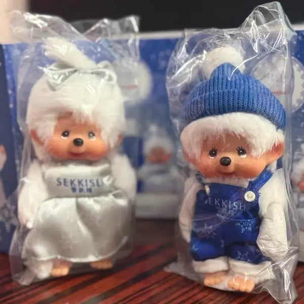 [BUNJANG] Sekiguchi Sekisei Limited Edition Snow Monchhichi Doll Keychain Set / 세키구치 한정판 sekkisei 세키세이 스노우 몬치치 인형 키링 세트