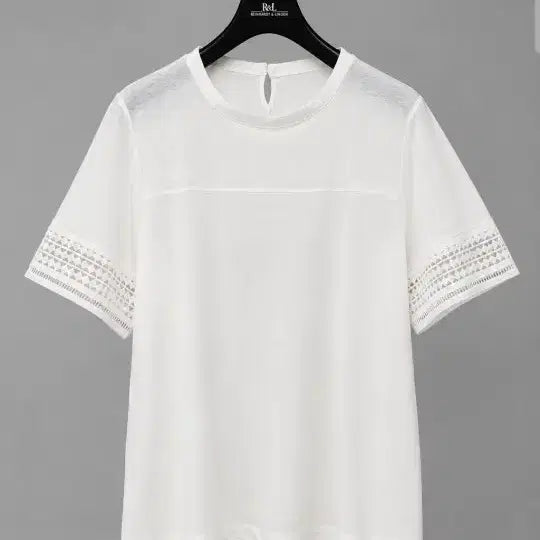 [BUNJANG] ReL Lace Short Sleeve Knit Blouse Size 77 / ReL 레이스 반팔 니트 블라우스 77사이즈