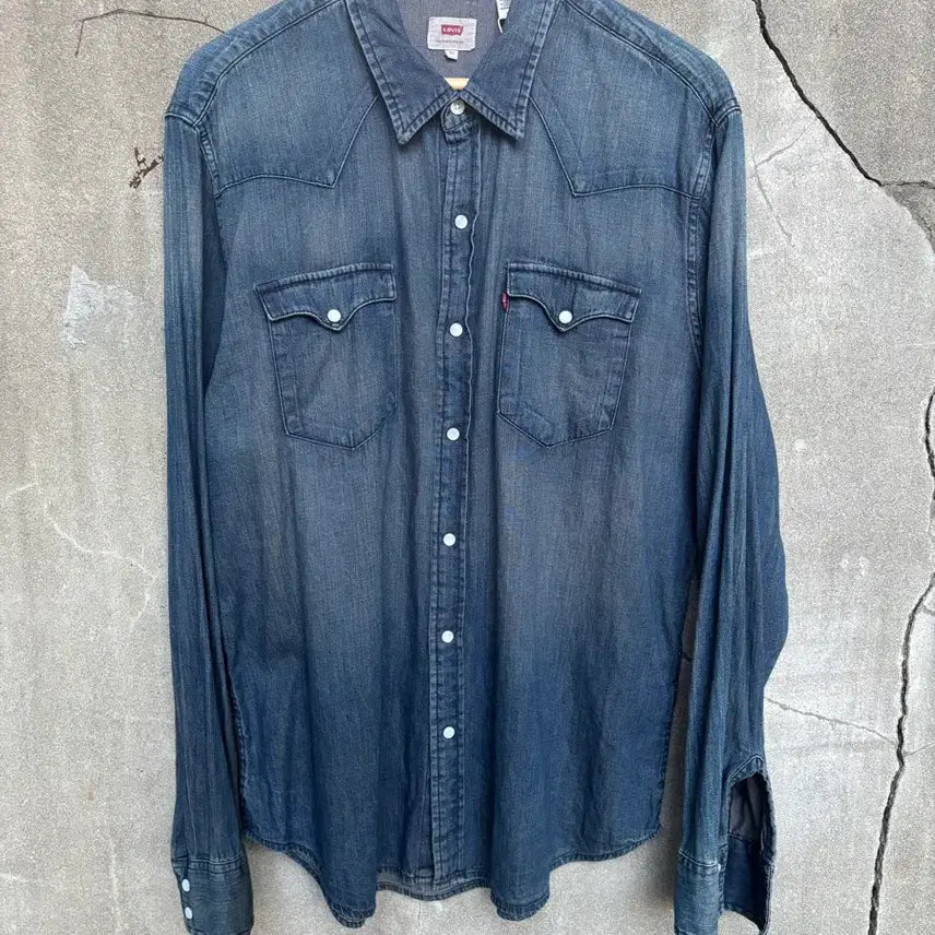 [BUNJANG] Levi's Dark Indigo Denim Western Shirt / 리바이스 다크인디고 데님 웨스턴셔츠