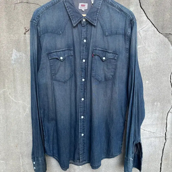 [BUNJANG] Levi's Dark Indigo Denim Western Shirt / 리바이스 다크인디고 데님 웨스턴셔츠
