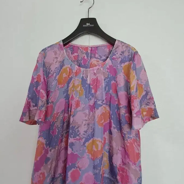 [BUNJANG] Flower Pattern Rayon Blouse Size 77 / 플라워 패턴 인견  블라우스 77사이즈