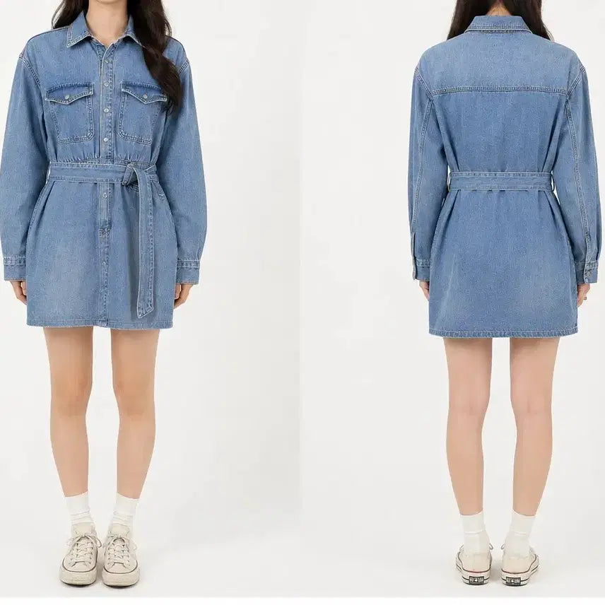 [BUNJANG] Unbranded Light Wash Denim Dress (Size 26) / 새상품급) 여S(26) 데님 연청 원피스