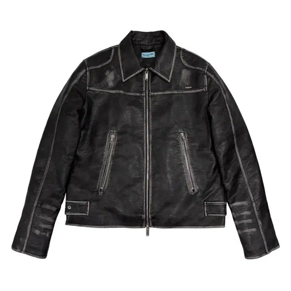 [BUNJANG] Faded Izay Vintage Washed Padded Biker Jumper Brown / 페일제이드 빈티지 워싱 패딩 바이커 점퍼 브라운