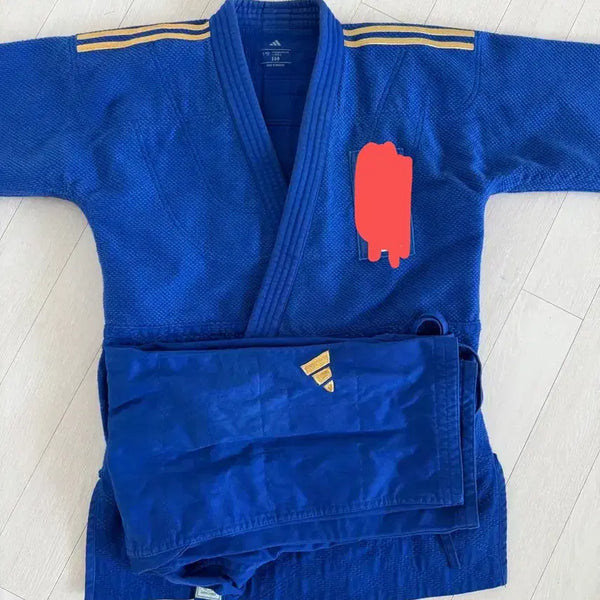 [BUNJANG] Adidas Gold Label Judo Uniform (160 Size) - Youth Selection Match Mark / 아디다스 유도복 금장 160 소체선발전 경기마크 청색