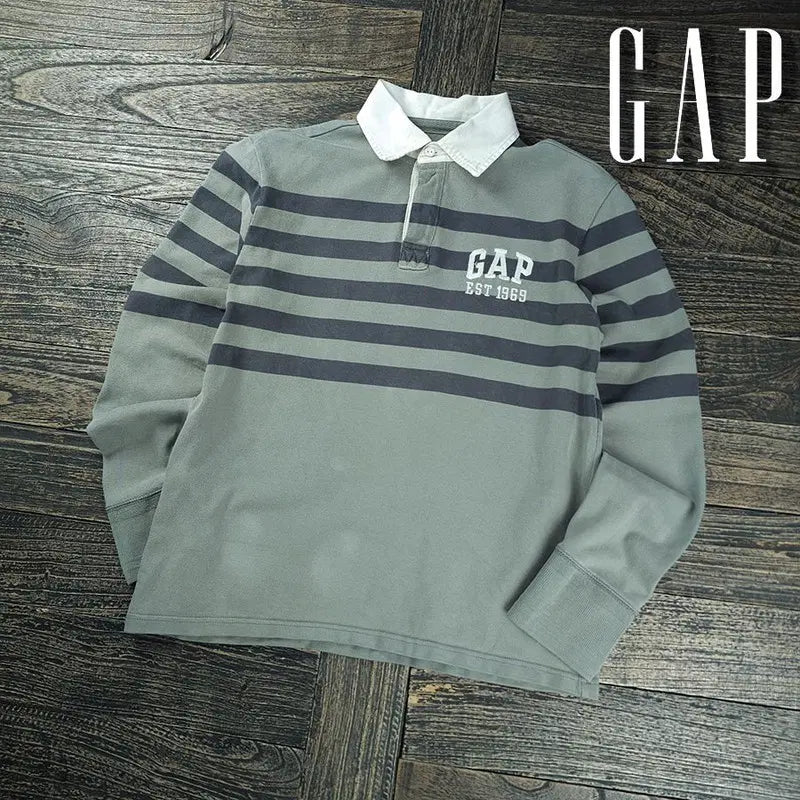 [BUNJANG] GAP 00s Vintage Logo Patch Rugby Shirt Long Sleeve Polo Size S / 갭 00s 빈티지 로고 패치 럭비 셔츠 긴팔 카라티 M22157