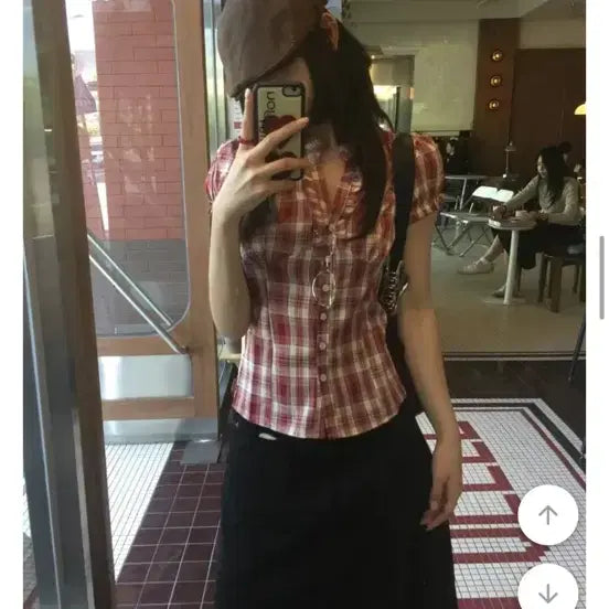 [BUNJANG] Red Check Pattern Short Sleeve Shirt / 레드 체크 셔츠 반팔 빈티지 y2k