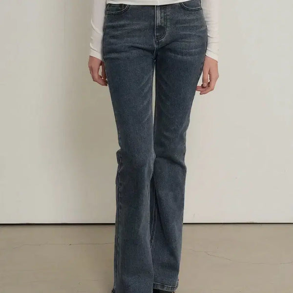 [BUNJANG] General Idea Bootcut Washed Denim Pants Dark Blue / 제너럴아이디어 부츠컷 워싱 데님 팬츠 다크블루