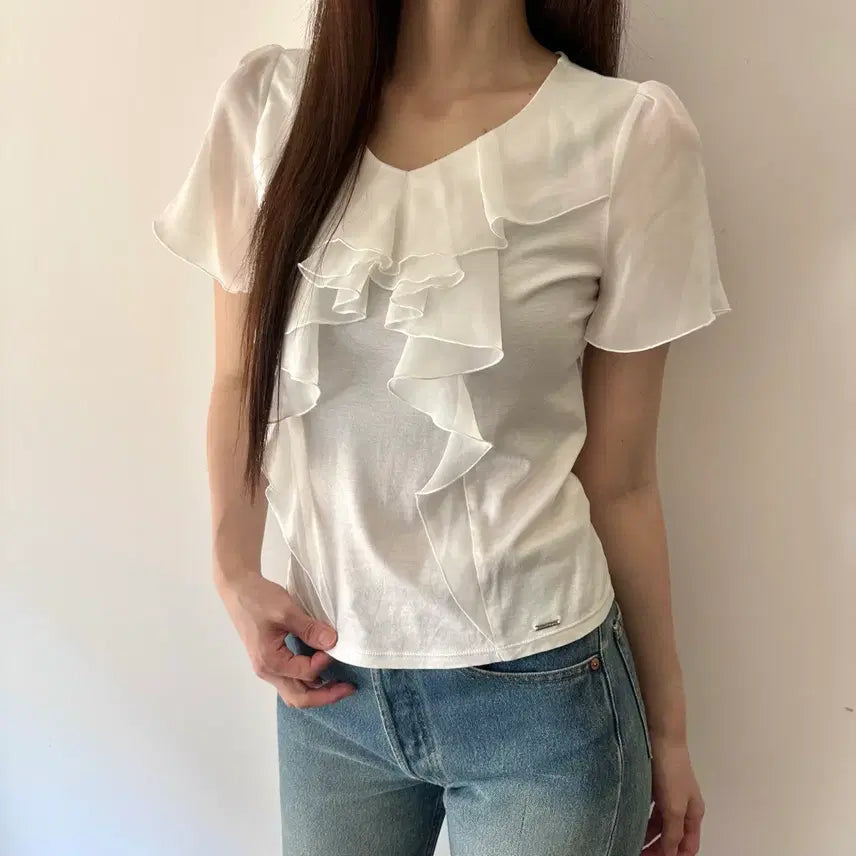 [BUNJANG] Courrèges Short Sleeve Blouse / 꾸레쥬 courreges 반팔 블라우스