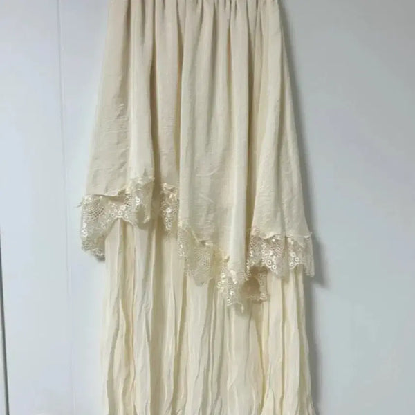 [BUNJANG] Ivory Long Skirt with Lace Detail / 여리여리 아이보리 롱 스커트