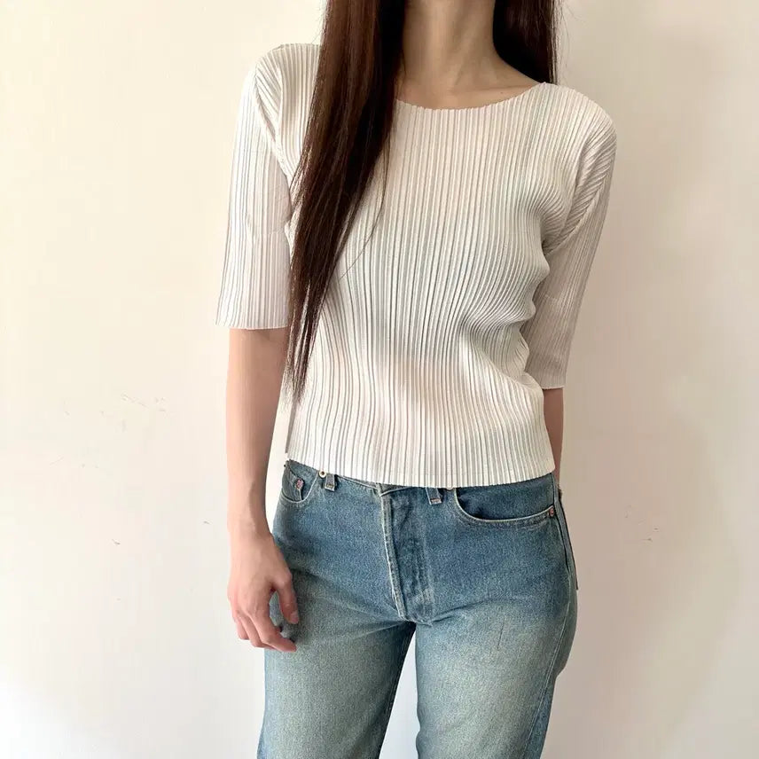[BUNJANG] Issey Miyake Pleats Please Short Sleeve Blouse / 이세이미야케 플리츠플리즈 issey miyake 반팔 블라우스
