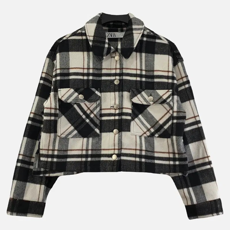 [BUNJANG] Zara Black Check Blazer M / 자라 블랙 여자 체크 자켓 M O0560