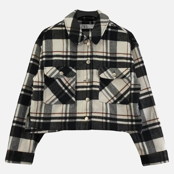 [BUNJANG] Zara Black Check Blazer M / 자라 블랙 여자 체크 자켓 M O0560