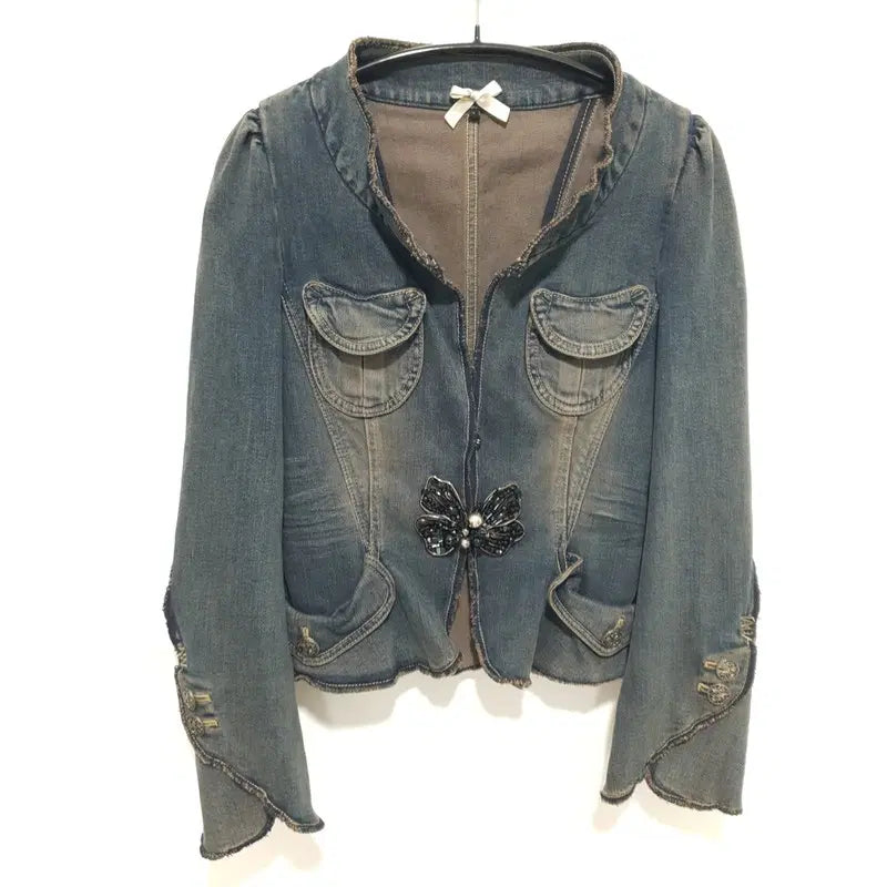 [BUNJANG] OZOC Butterfly Point Denim Jacket / 오즈세컨 나비 포인트 데님 자켓 66_M3462