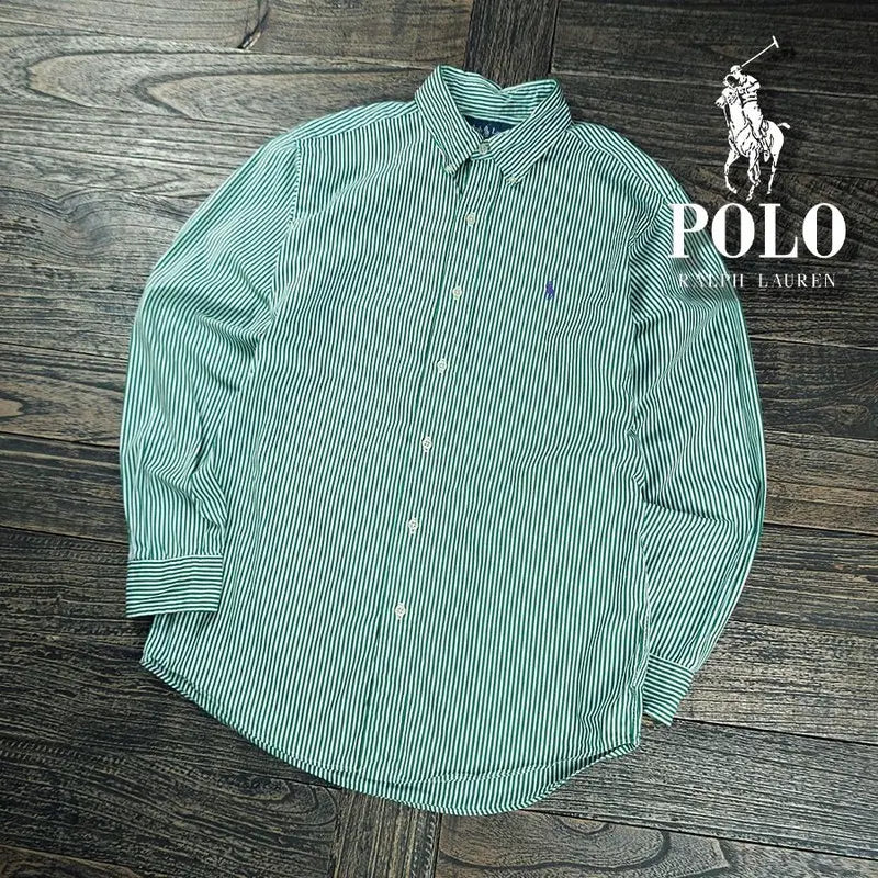 [BUNJANG] Polo Ralph Lauren Pony Logo Embroidered Stripe Shirt / 폴로 랄프로렌 포니 로고 자수 스트라이프 셔츠 M22154