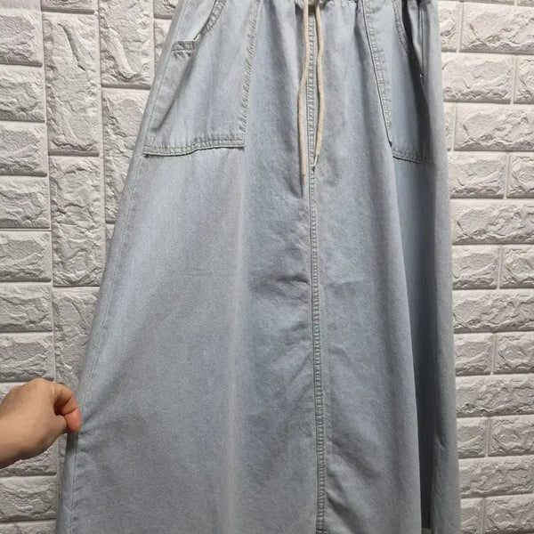 [BUNJANG] Cotton Denim Long Skirt (Light Blue) / 빅)면데님 롱 스커트 연청