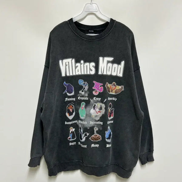 [BUNJANG] Bershka Disney Villains Loose Fit Sweatshirt Charcoal / [여자-85]버쉬카 디즈니 빌런 루즈핏 스웨트셔츠