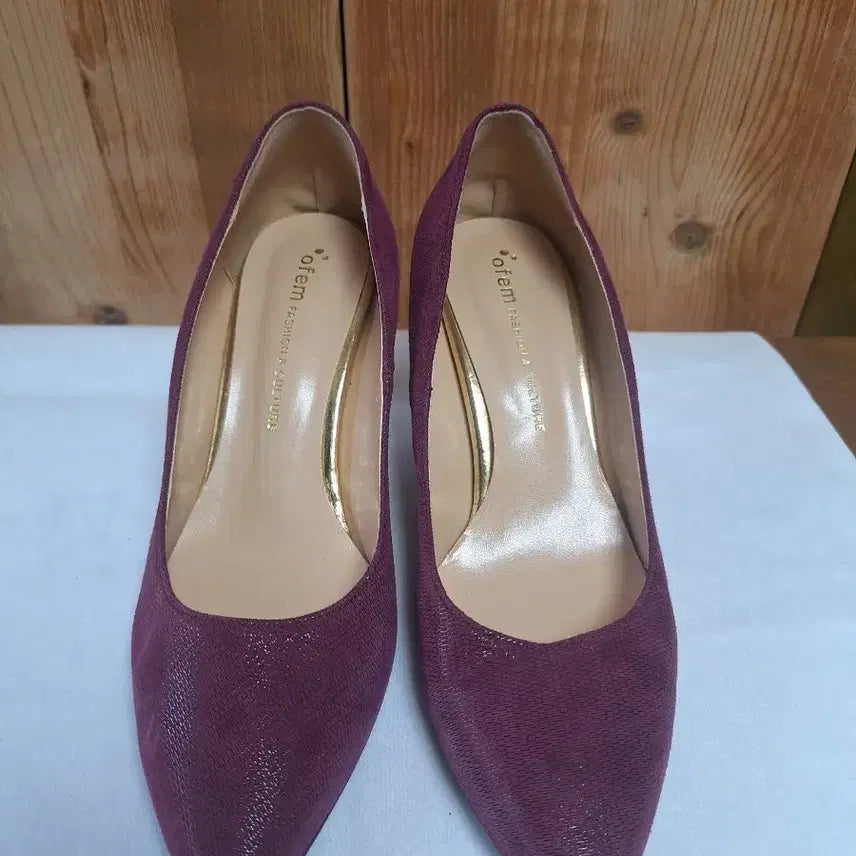 [BUNJANG] OBM Purple Snakeskin Pattern Heels (240) / 오브엠 보라색 뱀피 패턴 힐 240