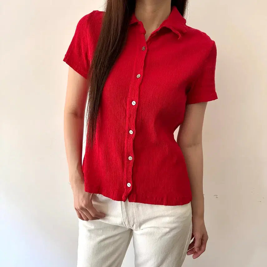 [BUNJANG] Tsumori Chisato Pleats Short Sleeve Shirt Size 2 / 츠모리치사토 tsumori chisato 플리츠 반팔 셔츠