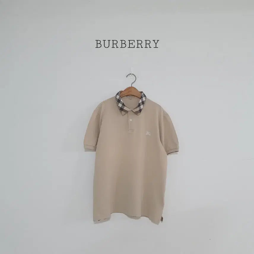 [BUNJANG] Burberry Brit Check Pattern Collar Short Sleeve Polo Shirt Beige / No.26081310 버버리 브릿 카라 반팔 카라티 베이지