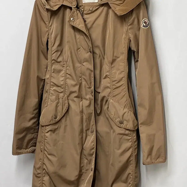 [BUNJANG] Moncler Argeline Hooded Long Coat Beige Nylon / MONCLER 몽클레르 ARGELINE 후드 롱코트 베이지