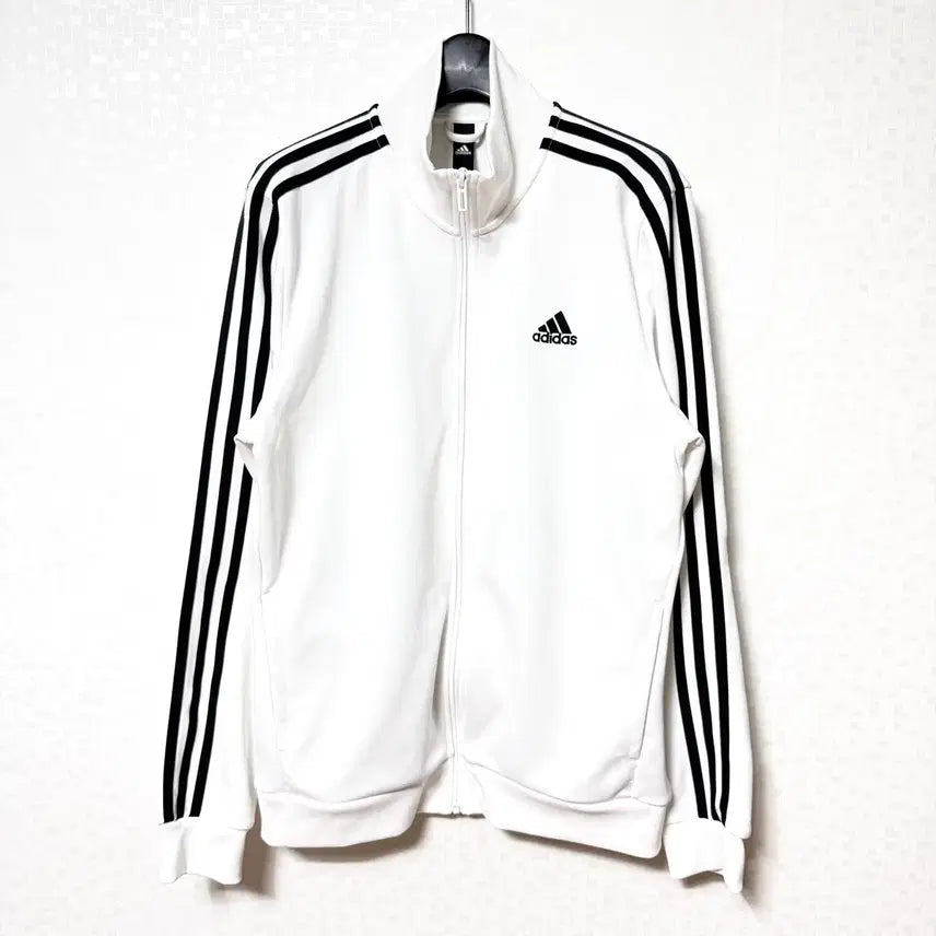 [BUNJANG] Adidas 3-Stripes Jersey Zip-Up Jacket White/Black (Size 100) / [L,100]아디다스 삼선 져지 집업 자켓 흰검