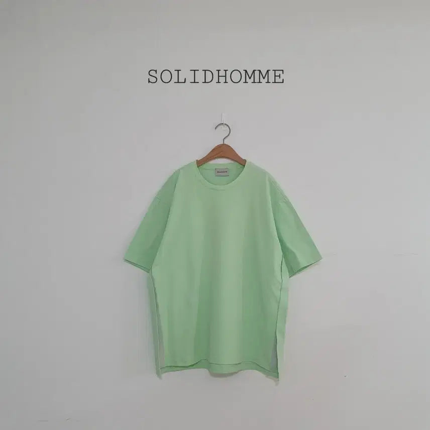 [BUNJANG] Solid Homme Pearl Logo Short Sleeve T-Shirt Mint / No.26081311 솔리옴므 자개로고장식 반팔 티셔츠 민트