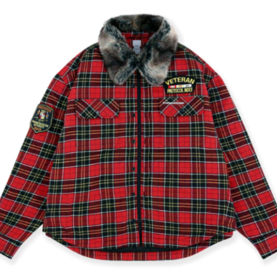 [BUNJANG] Protocol Index Per Check Shirt Jacket Red / [3] 프로토콜 인덱스 퍼 체크 셔츠 자켓 레드 130,000원