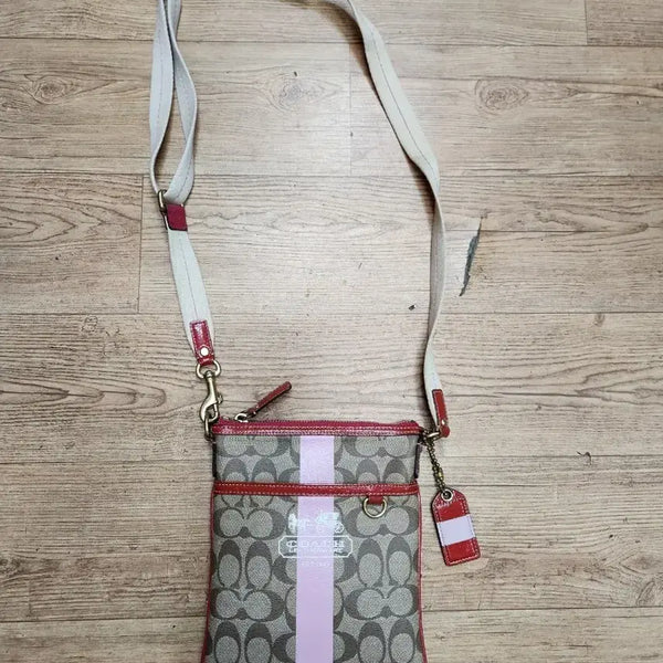 [BUNJANG] Coach Signature Stripe Crossbody Bag / 코치 시그니처크로스