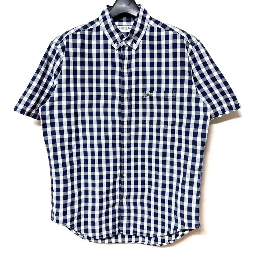 [BUNJANG] Lacoste Check Short Sleeve Shirt / [M,95]라코스테 체크 반팔 셔츠 남방 lacoste