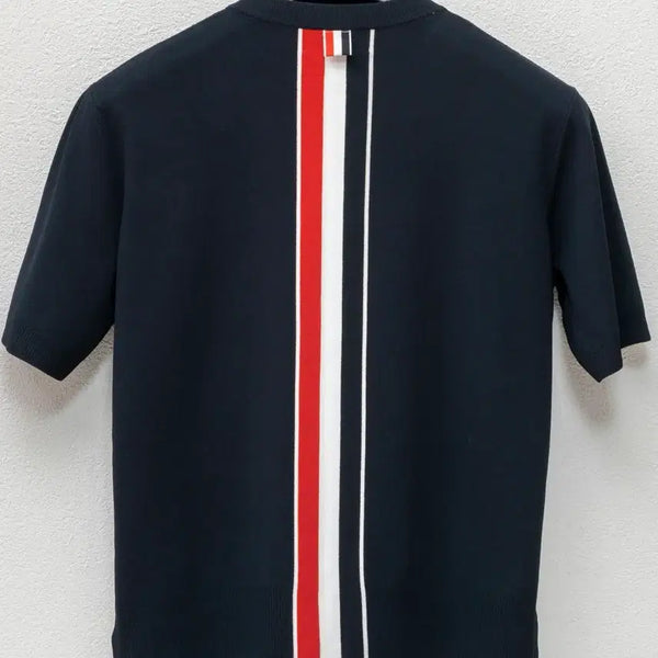 [BUNJANG] Thom Browne Back Tricolor Stripe Knit Short Sleeve T-Shirt Size 42 / 톰브라운 백삼선 스트라이프 니트 반팔티 42       fka362a-y5501415