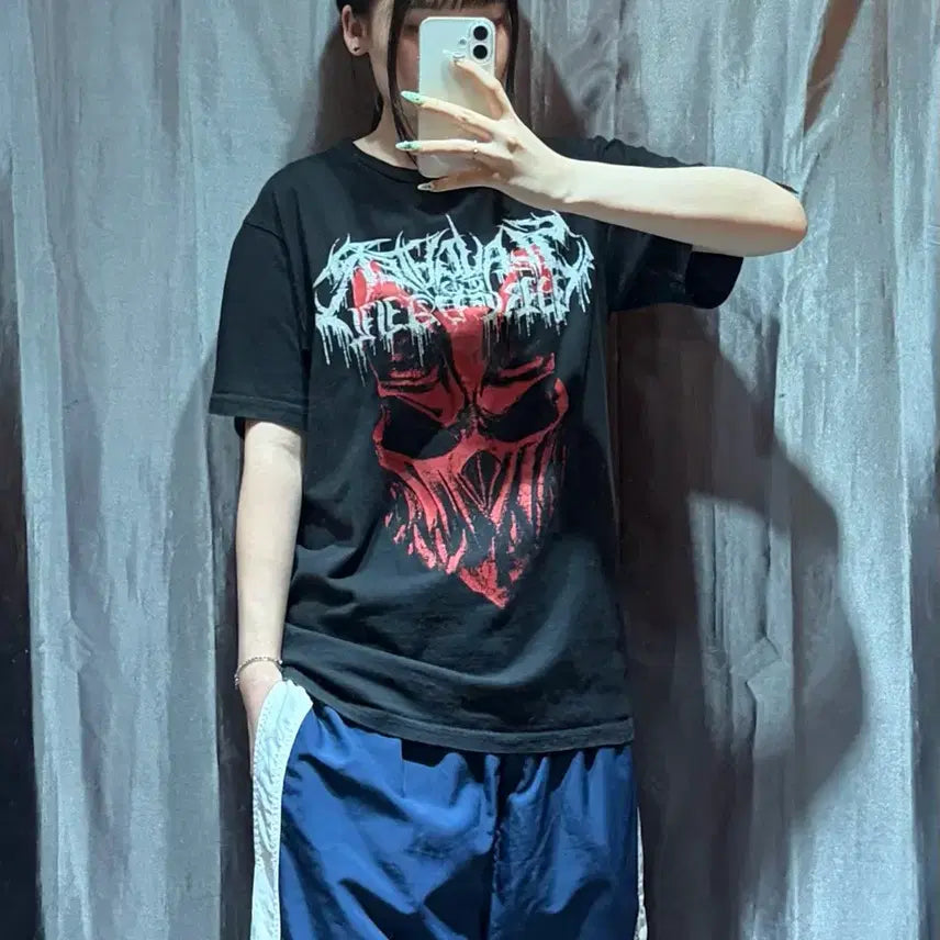 [BUNJANG] Vintage Heavy Metal Print Black T-Shirt / M 빈티지 헤비메탈 프린팅 블랙 반팔