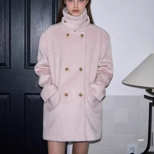 [BUNJANG] ROSEFRANZ Highneck Half Coat Pink / 로제프란츠 하이넥 하프코트 핑크