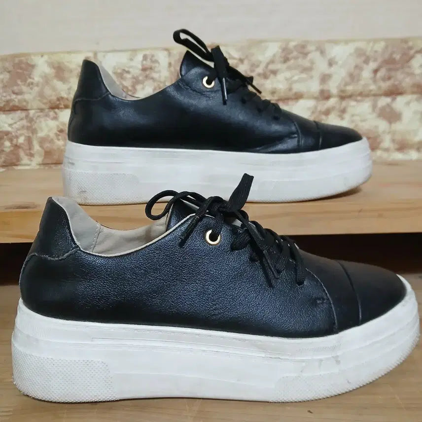 [BUNJANG] Polo Club Black 6cm Platform Sneakers 245 / (190) 폴로 클럽 블랙 6cm통굽 스니커즈 245