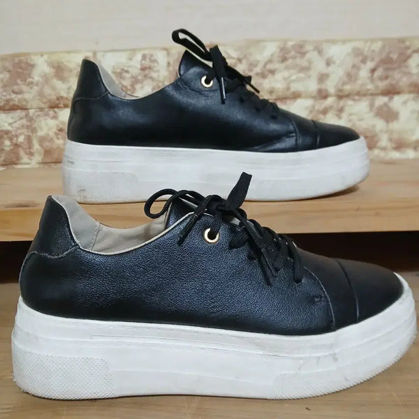 [BUNJANG] Polo Club Black 6cm Platform Sneakers 245 / (190) 폴로 클럽 블랙 6cm통굽 스니커즈 245