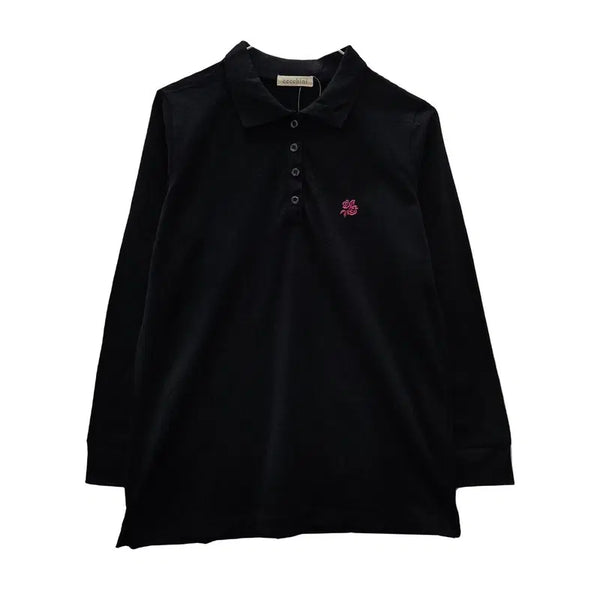 [BUNJANG] Cecchini Embroidered Collar T-Shirt Black L / [새상품] CECCHINI 키치 자수 블랙 카라티 L