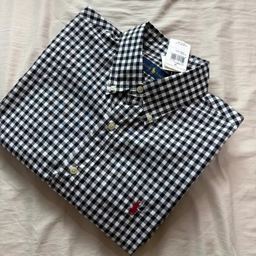 [BUNJANG] Polo Ralph Lauren Gingham Check Poplin Shirt Black / M, 택달린 새상품) 폴로 랄프로렌 깅엄체크 포플린 셔츠 블랙