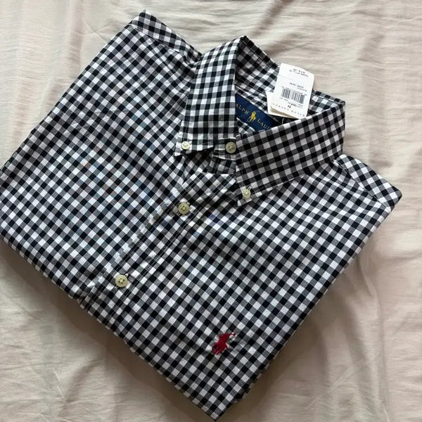 [BUNJANG] Polo Ralph Lauren Gingham Check Poplin Shirt Black / M, 택달린 새상품) 폴로 랄프로렌 깅엄체크 포플린 셔츠 블랙