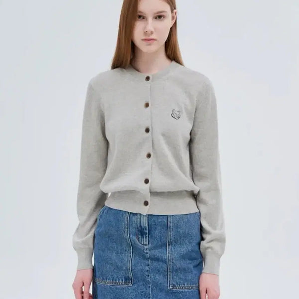 [BUNJANG] Maison Kitsuné Women Tonal Fox Head Patch Regular Cardigan / 메봉키츠네 Women Tonal Fox Head Patch Regular Cardigan