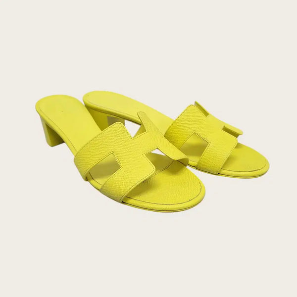 [BUNJANG] Hermès Lime Epsom Calfskin Oasis Sandals Size 36.5 / [36.5] 에르메스 라임 앱송 카프스킨 오아시스 샌들