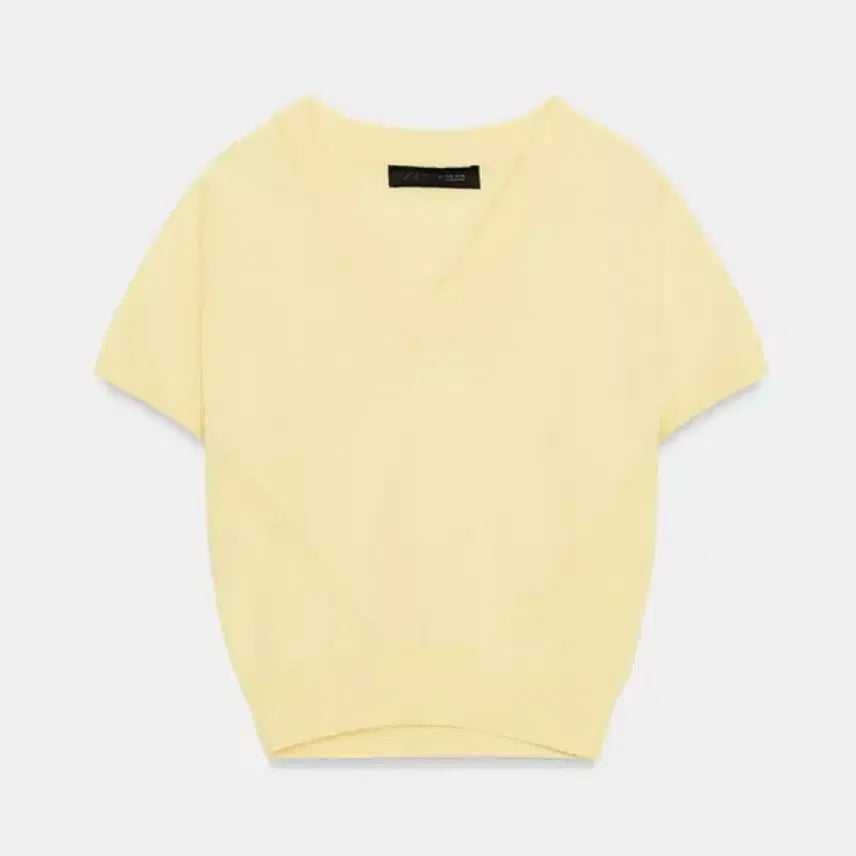 [BUNJANG] Zara V-Neck Short Sleeve Knit Yellow / 자라 브이넥 반팔 니트 옐로우 노랑
