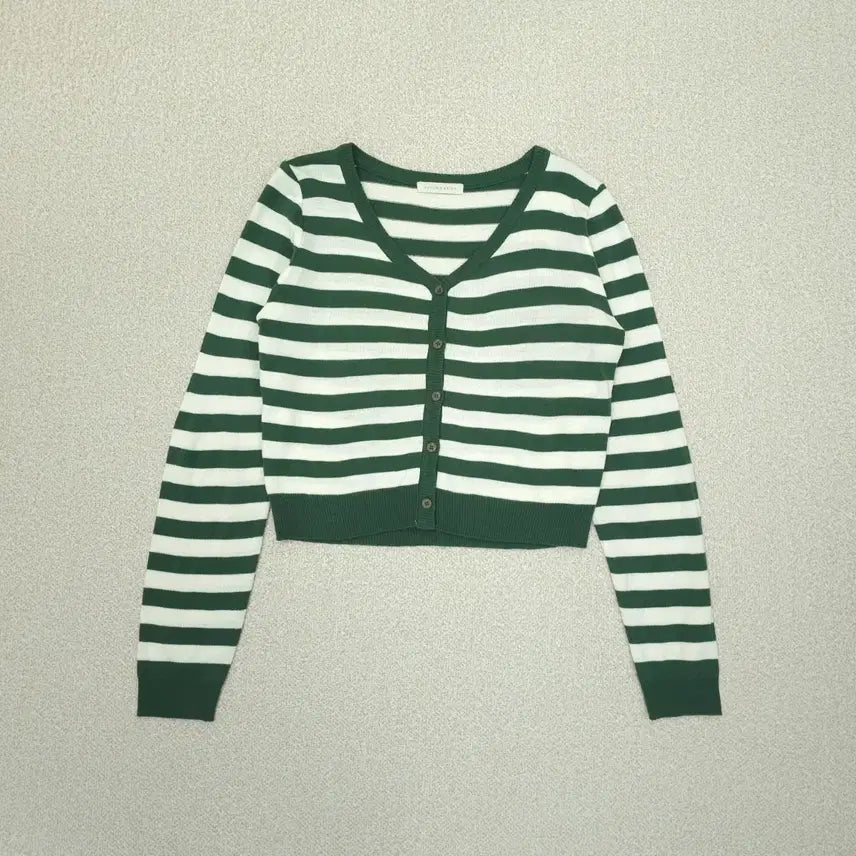 [BUNJANG] Autumn Beige Women's V-Neck Striped Long Sleeve Cardigan / (F)어텀베이지 여성 브이넥 스트라이프 긴팔 가디건