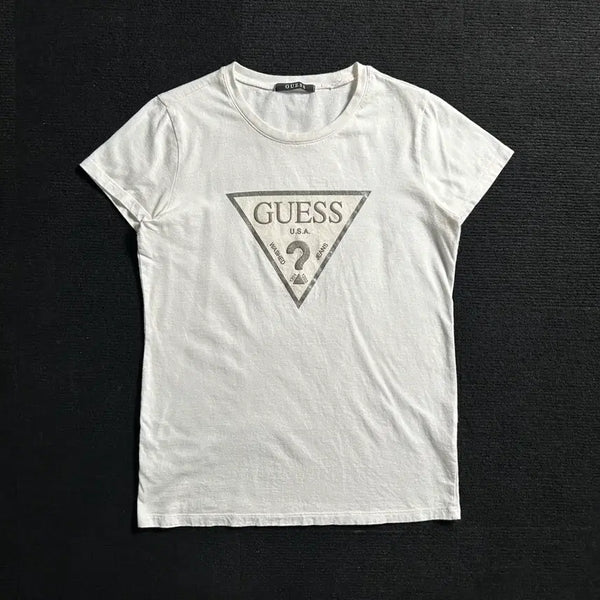 [BUNJANG] Guess White Big Logo Short Sleeve T-Shirt / 게스 화이트 빅로고 반팔티셔츠