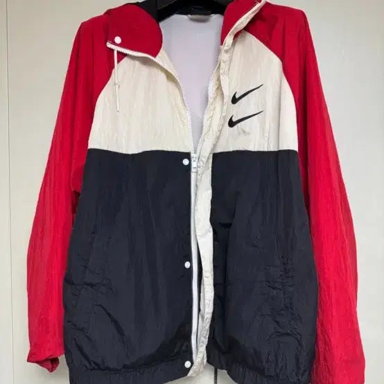 [BUNJANG] Nike Double Swoosh Windbreaker Jacket Red/Black / 나이키 스우시 바람막이 자켓 레드/블랙/