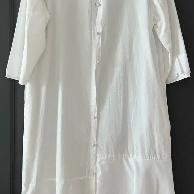 [BUNJANG] White Asymmetrical Collar Dress / 흰색 언발란스 카라 원피스